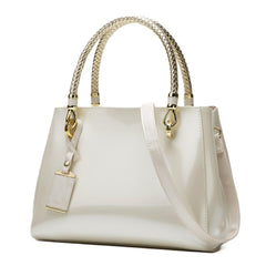 SYGA Women's Glossy Patent Leather Handbag Large Capacity Bag Suitable Gift for a festival,occasion,Birthday(MILKY WHITE)