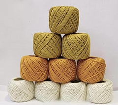 Crochet Cotton Thread Yarn Combo, 10 Rolls for Knitting, Crochet, Embroidery and Craft Making, Soft Decorative Thread for Handmade DIY Projects, Yellow & Green