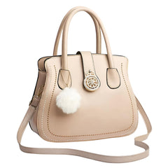 SYGA Women's Oval Handbag Stylish Shoulder Bag with Decorative Pendant & Zipper Closure