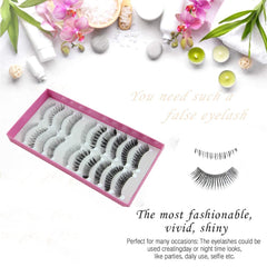 SYGA 10 Pairs False Eyelashes Faux Mink Lashes Natural Look Wispy Fake Eyelashe Fluffy Volume Long Thick Lashes Black