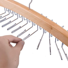 MOMISY Tie Belt Clothes Wooden Hanger with 24 Hooks Adjustable Belt Closet Hangers Tie Storage Racks Wood Multipurpose Wardrobe Organizers for Men Women Tie Scarf Messenger Bag