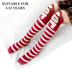 MOMISY 1 Pair of Baby Spring Winter And Autumn Combed Cotton Long Tube Knee-High Socks Suitable Age of 3 to 12 Years (IN, Age, 3 Years, 12 Years, BurgundyStripe)