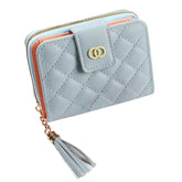 SYGA Women's Short Wallet Women's Zipper Wallet Large Capacity Tassel Women's Bag