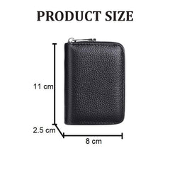 MOMISY PU Leather Credit Debit Card Holder Wallet Card Case ID Case Organizer Holder Zipper Wallet Coin Purse for Men & Women (14 Slots Black)