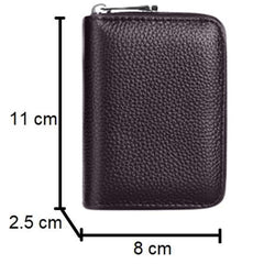 MOMISY PU Leather Credit Debit Card Holder Wallet Card Case ID Case Organizer Holder Zipper Wallet Coin Purse for Men & Women (14 Slots Brown)