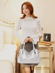 SYGA Women's Large Capacity Casual Crossbody Bag, One Shoulder Strap, Pu Leather Handbags(Off-white)