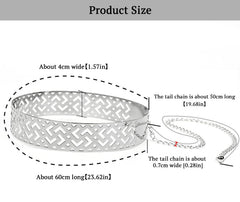 SYGA Waistband Dress Belt with Wide Band and Mirror Finish, for Women, Silver