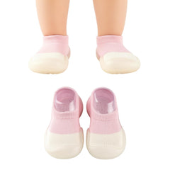 MOMISY Anti-Skid Leather Soled 2 Color Shoe Socks For Baby Boys And Baby Girls-12 To 24 Months, Medium (Pink, 12-24 Months), Ankle Length