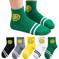 MOMISY 5 Pairs Tube Socks for Kids Toddlers Infant Baby Girl Boys (Smiley, 0 year to 1 year)