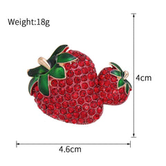 SYGA Brooch Pin Fashion Crystal Rhinestone Jewellery Pin Vintage Clothing Accessories Decoration Full-Diamond Double Strawberry Brooches For Women- S251