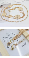 SYGA Gold Round Metal Chain Chain Waist Chain For Women, Versatile Decorative Dress, Waist-Cinching Hook, Adjustable Belt(Gold)