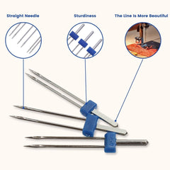SYGA Set of 3 Twin Needles Pins Double Twin Needles Pins Sewing Machine Accessories