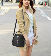 SYGA Women's Crossbody Bag, Zip Top, PU Leather Shoulder Bag (Black)