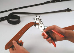 Syga Iron 6 Sizes Revolving Leather Hole Punch Plier for Quick Size Adjustment (Red)
