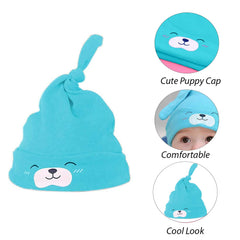 SYGA Baby Cap Cotton Small Cute Puppy Long Tailed Design Strechy Comfortable for Baby Sleep Cap 0-2 Years Black