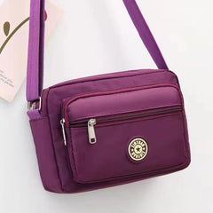 MOMISY Women Mobile Cellphone Messenger Bag Ladies Nylon Shoulder Cross Body Long Strap for College, Outing, Travelling, Work (Small, Purple)