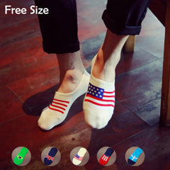 MOMISY Unisex Cotton Invisible No show Cotton Loafer Adult Socks for men & Women (Multi-colour Pack of 5)-Free Size (Flag)