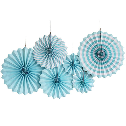 SYGA 6 Pieces of Paper Flower Fan Decoration Background Wall DIY Paper Fan Flower Ball Set(Blue)