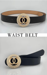 SYGA Women's PU Leather Belt Metal Buckle Single O Ring Waist Belt Waist Size 24 Inch to 35 Inch, Black