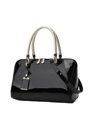 SYGA Gloosy versatile patent leather Women's bags, texture and personality, portable Handbag, Crossbody bag(BLACK)