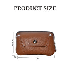 MOMISY Horizontal Mobile Cell Phone Holster Holder Pouch Case Belt Clip Case Leather Case Cover for Men (Button Brown, Horizontal)