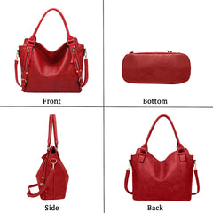 SYGA Women's Tote Bag, Large Capacity, Crossbody or Shoulder Style(Red)