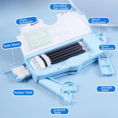 SYGA Children's Compass with Astronaut Design Pencil Box for Boys and Girls, Primary School Students, Multi-Functional (Blue)