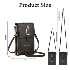 MOMISY Mobile Bag Cellphone Sling Card Holder Wallet Handbag, Transparent Screen, Crossbody Multi-function Shoulder Bag for Girls-Belt (Black)
