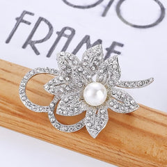 SYGA Brooch Pearl Fashion Crystal Rhinestone Jewellery Pin Vintage Accessories Decoration Clothing Brooches for Bridal Women Girl - Pearl White