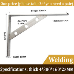 SYGA Stainless Steel Solid Thickened Triangular Bracket Wall-Mounted Rack Partition Support Layer Plate Support Bracket(4MM-300MM-LONG)