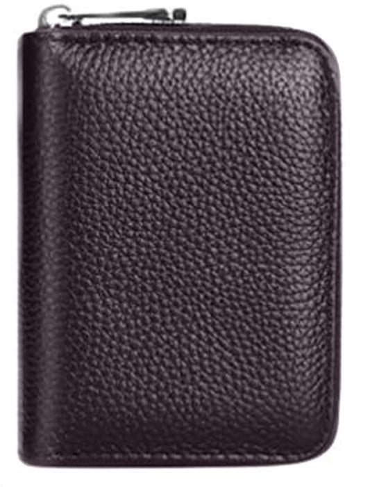 MOMISY PU Leather Credit Debit Card Holder Wallet Card Case ID Case Organizer Holder Zipper Wallet Coin Purse for Men & Women (14 Slots Brown)