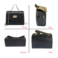 MOMISY Sling Bag with Long Chain Strap for Women Shoulder Crocodile Pattern Handbags (Black, 1)