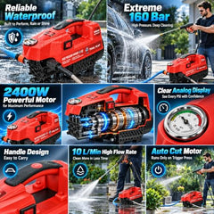 COSS MAX CM200HD High Pressure Washer for Car, Bike, Home & Garden Cleaning, 3800W Induction Motor, 200 Bar, 10 L/Min Flow, 7M Hose, Portable Car Washing Machine with Spray Gun