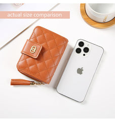 SYGA Women's Short Wallet Women's Zipper Wallet Large Capacity Tassel Women's Bag