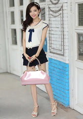 SYGA Women's Glossy Patent Leather Handbag Kiss Lock Purse Top Handle Handbag Suitable Gift for a festival,occasion,Birthday(PINK)