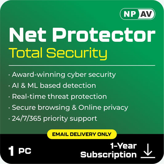Net Protector Antivirus for PC Total Security 2025, 1 PC, 1 Year (Email Delivery in 1 Hour - No CD)