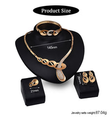 SYGA Pack of 4 Jewelry Set Alloy Necklace,Earrings,Bracelet,Ring Set for Party Wedding Festive for Women & Girls Accessories