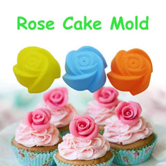 SYGA Set of 12 Rose Shape Silicone Muffin Cups Handmade Soap Molds Biscuit Chocolate Ice Mould(Random Color)