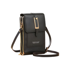 MOMISY Mobile Bag Cellphone Sling Card Holder Wallet Handbag, Transparent Screen, Crossbody Multi-function Shoulder Bag for Girls-Belt (Black)