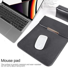 SwooK 15-16 Inch Laptop Sleeve with Handle & Pouch – Waterproof PU Leather Slim Case Compatible with MacBook Pro 16", Dell XPS 15, Lenovo, HP, ASUS – Scratch Resistant, Velvet Lined- Coffee