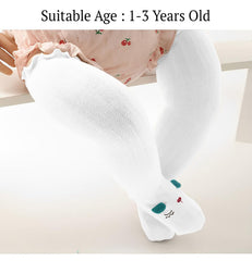 SYGA Baby Long Socks Cotton, Over the Knee, No Tightness, High-Top, Cute Design - M Size, Suitable for 6-12 Months (White)