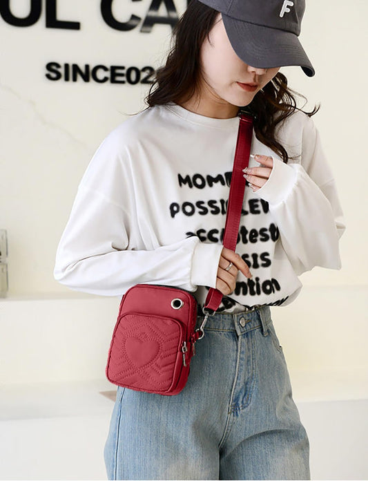 SYGA Women's Mobile Phone Bag Style Crossbody Bag Mobile Phone Coin Shoulder Small Bag (RED)