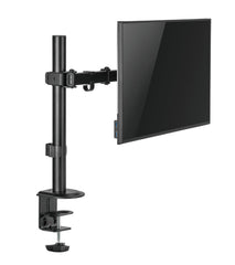 HOSS® Single Monitor Arm Desk Mount - Holds Screens up to 32 inches, Fully Adjustable Stand with C-Clamp and Grommet Base, VESA 75x75mm or 100x100mm, Black