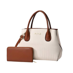 SYGA Pack of 2 Women's Handbag and Clutch Set Stylish Contrast Color Shoulder & Messenger Bag | Elegant Macaron Stitching Design