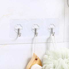 SYGA Set of 2 Transparent Self Adhesive Three Hook Multipurpose Hanger Hooks