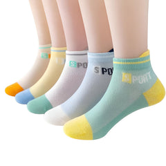 MOMISY 5 Pairs Girl Boys Tube Socks Toddlers Infant Solid Color Boat Spring and Autumn Socks Stretch Baby kids Sock (IN, Age, 3 Years, 5 Years, Sports)