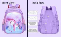 SYGA Kids School Bag Cute Pony Design, Lightweight Backpack for Elementary school students (Light Purple)