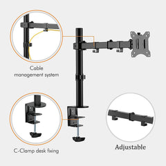 SYGA Monitor Stand Arm Desk Mount Fully Height Adjustable Bracket with C-Clamp & Gronment 180 Tilt Rotation Suitable for 13 to 30 Inch TV and Monitor Screen - Dual Horizontal Stand