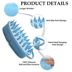 MOMISY Ultra Soft 2-in-1 Body & Shampoo Brush, Exfoliating Silicone Bath Scrubber, Premium Silicone Loofah, Scalp Massager (Blue)