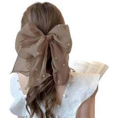 MOMISY Bow Shaped Hair Clip, Hair Accessories for Women and Girls (LaceBrown, Free)
